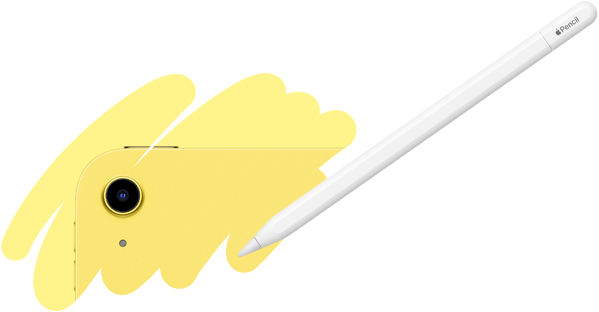 In een verfstreek van Apple Pencil is de achterkant van de iPad te zien, zodat de camera aan de achterkant zichtbaar is.