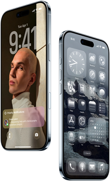 Twee iPhone Air-devices, voorkant, zijkant, dun profiel, Toegangsscherm en Beginscherm