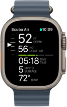 Apple Watch Ultra 3, duikgegevens op het display
